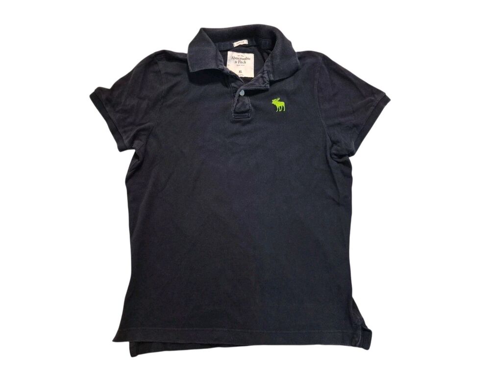 VTG Y2K Abercrombie And Fitch Muscle Polo Short Sleeve Shirt Blue Preppy SZ M